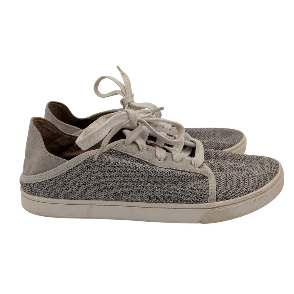 OluKai Pehuea Li Womens Gray Beige‎ Mesh Lace Up Sneakers 20379-2029 Size 8
